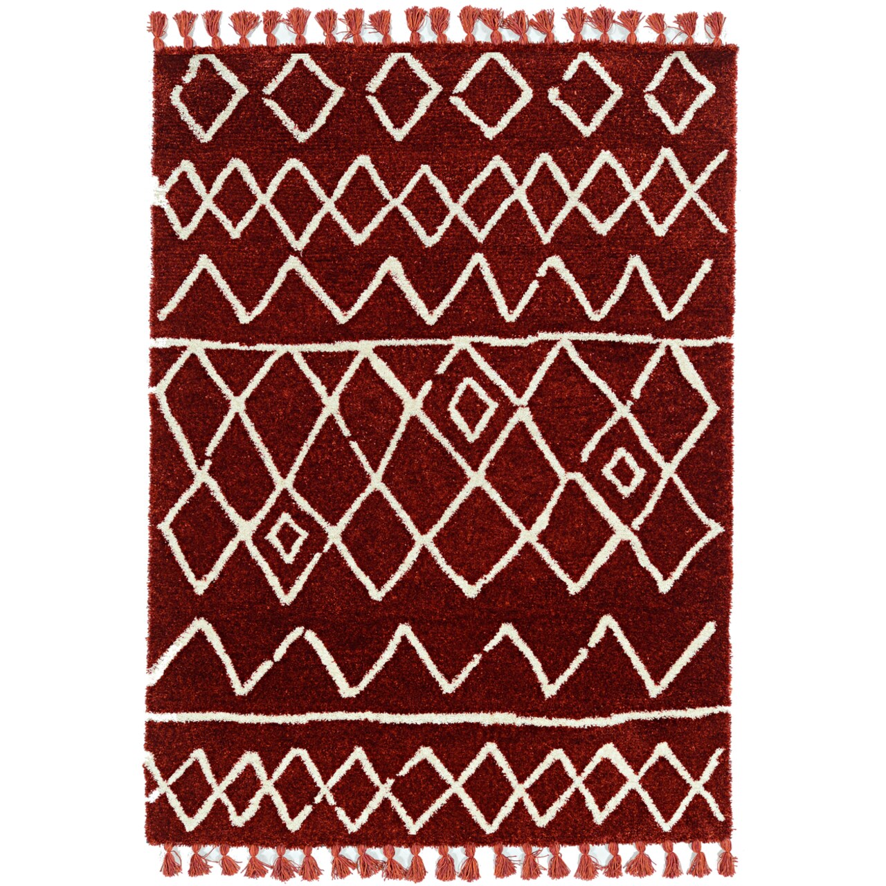 Marrakech Zot Rust Rug 8X10 Moroccan Pattern Easy Care Microfiber Polyester